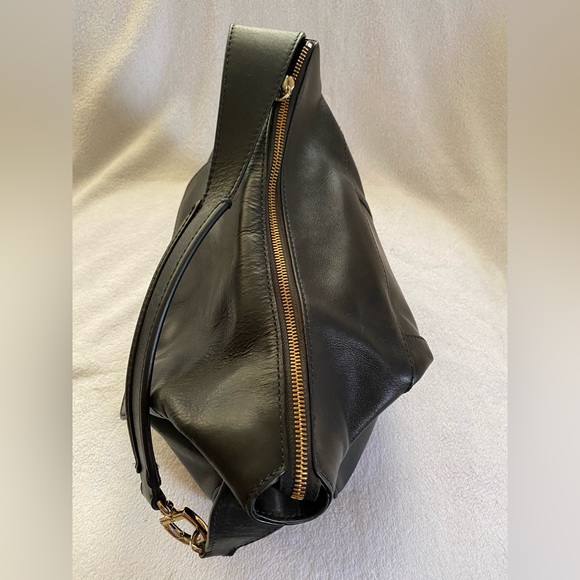 Kate Spade Savona Paige black leather hobo shoulder bag green floral lining - Picture 12 of 12